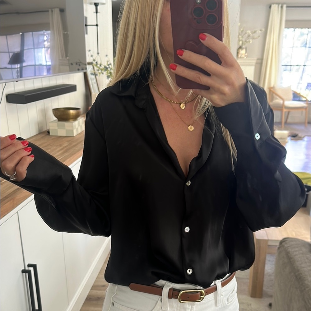 Satin Black Women's Top from Zara